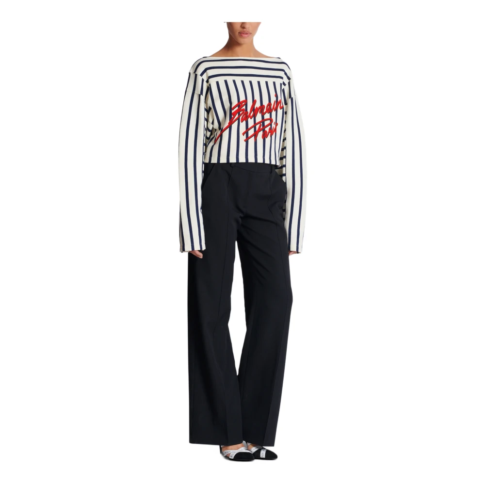 Balmain Gestreepte baseball shirt met lange mouwen Multicolor Dames