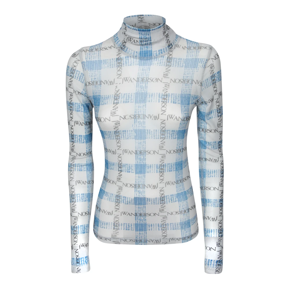 JW Anderson Logo Weave Mock Neck Top White Dames