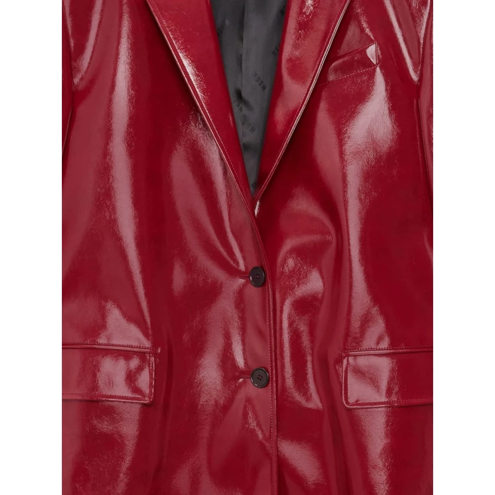 Msgm Rood leren lang jack klassieke stijl Red Dames
