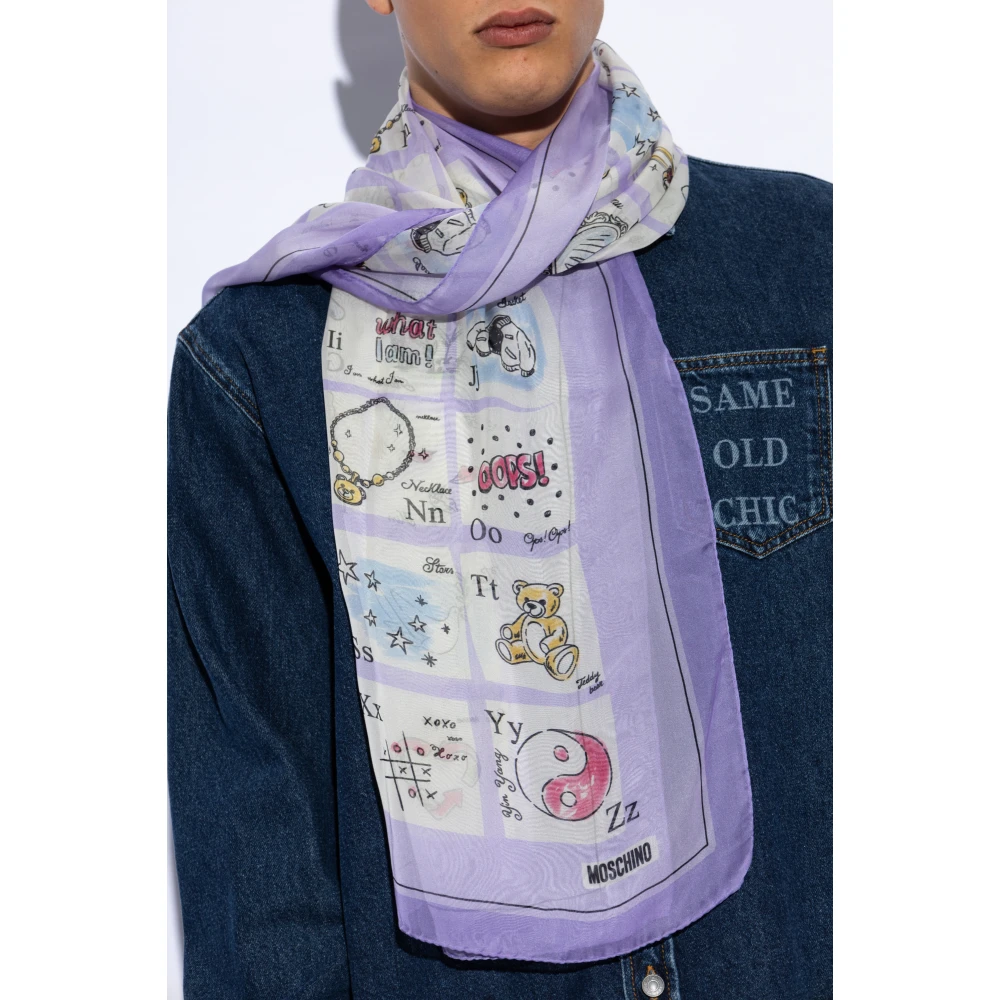 Moschino Zijden sjaal met print Purple Unisex