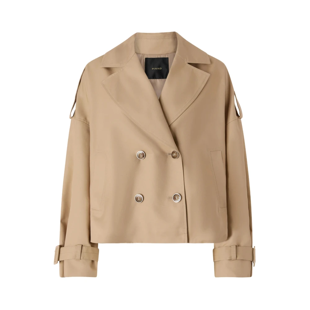 Pinko Vrouw Beige Jassen Dames, Xs, Katoen, Triscia Trenchcoat
