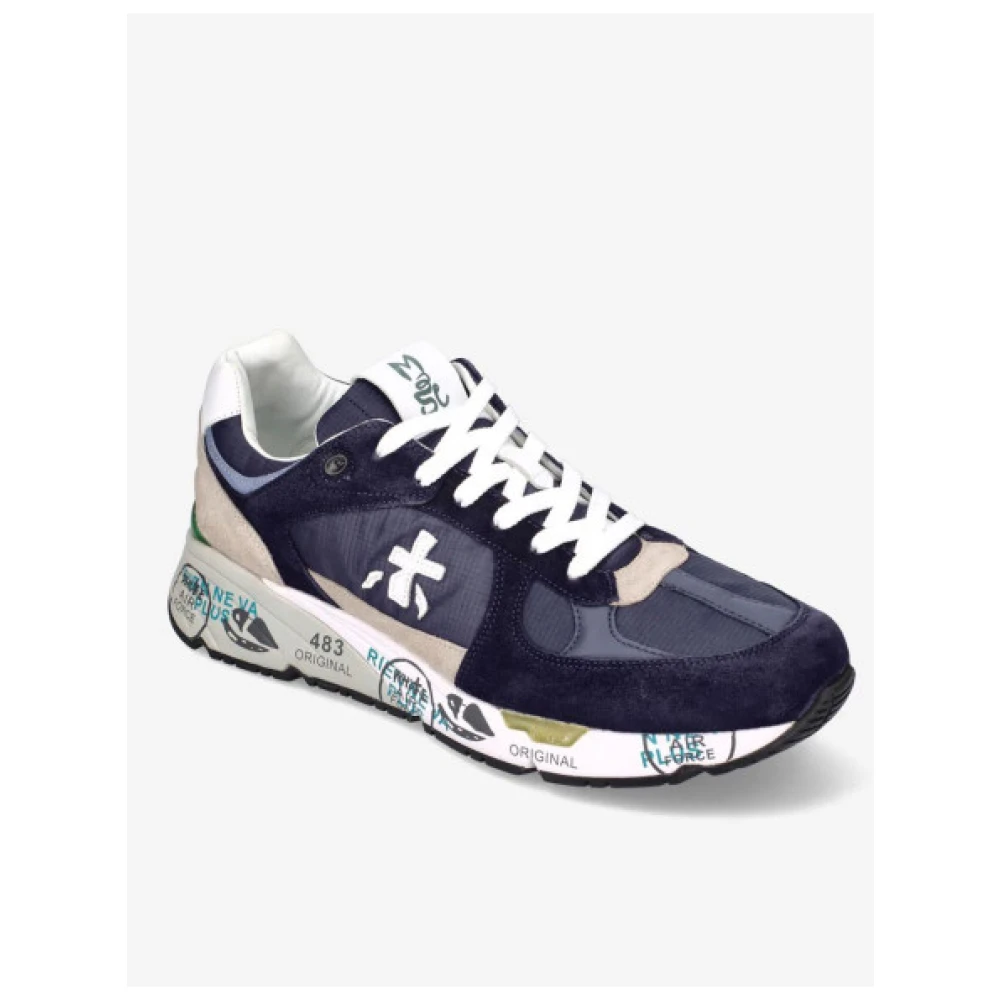 Premiata Mase Sneakers in Gemengde Texturen Blue Heren