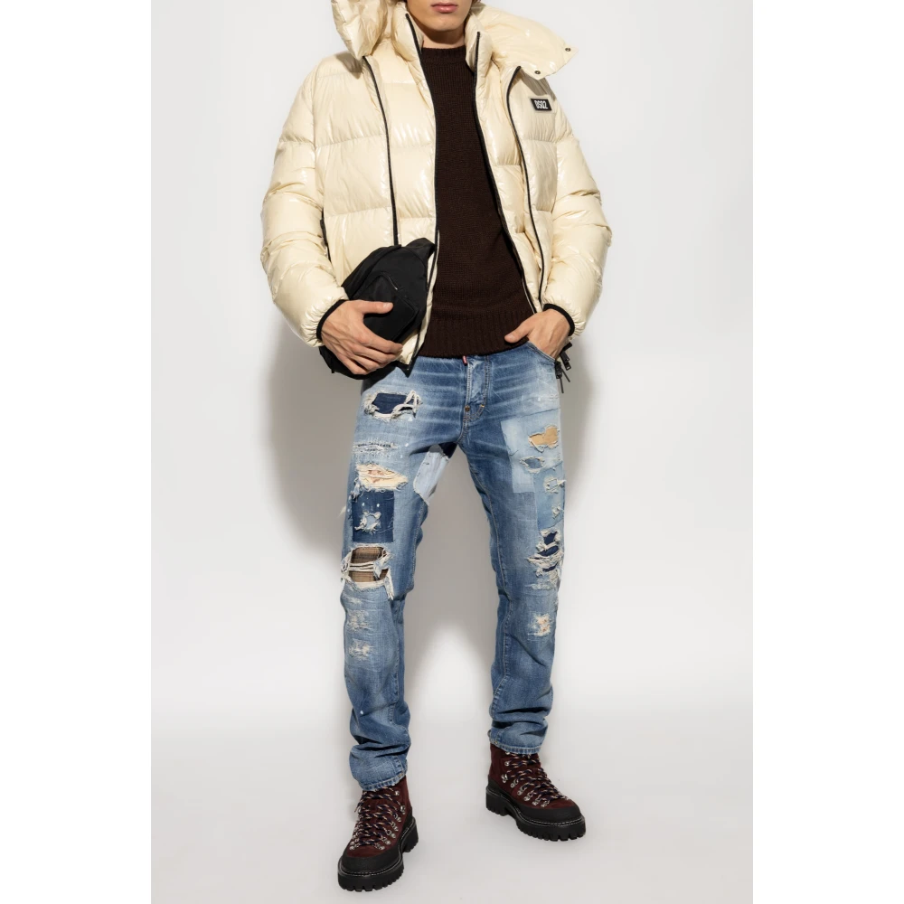 Dsquared2 Gewatteerde jas met opstaande kraag Beige Heren