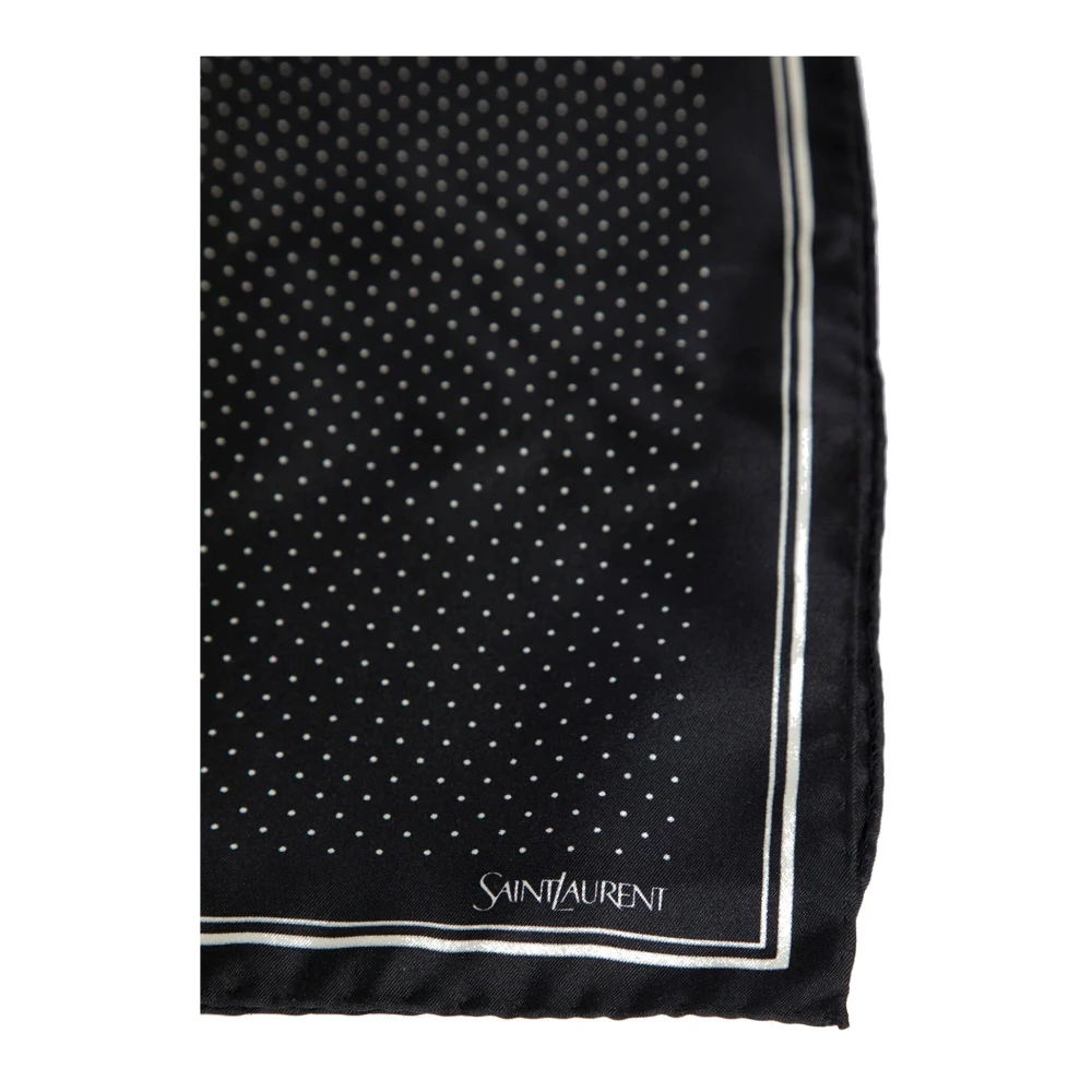 Saint Laurent Zwarte polka dot zijden bandana Black Heren