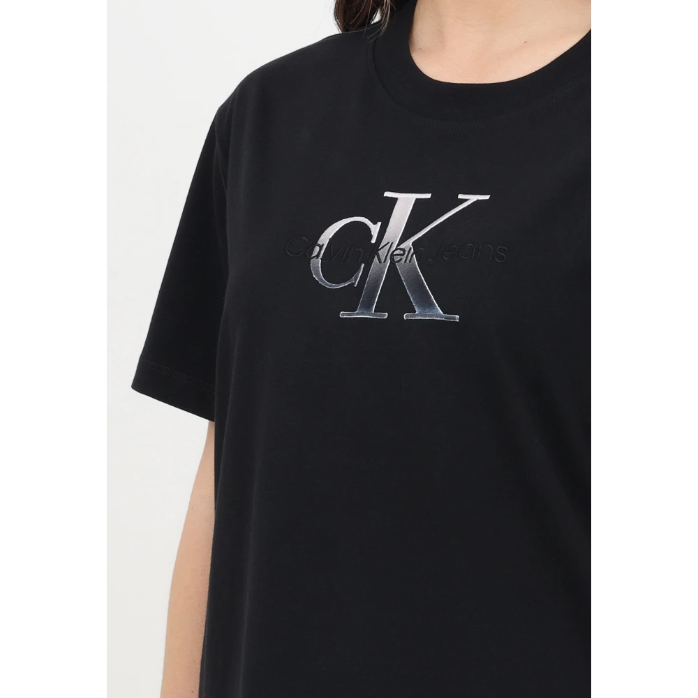 Calvin Klein Jeans Zwart T-shirt met CK-logo Black Dames