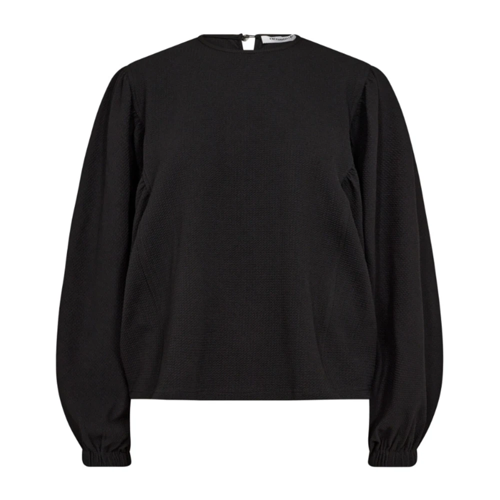 Co'Couture Svart blus med långa puffärmar Black, Dam