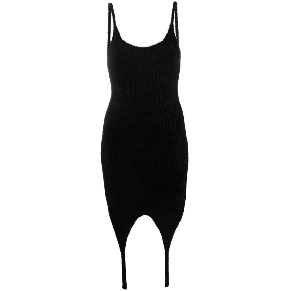 Balmain Women's Black Straps Ribbed Velvet Dress - Short Dresses - Xs - Dresses
