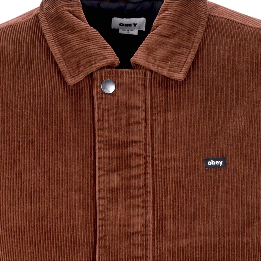 Obey Fluwelen Werkjas met Gewatteerd Interieur Brown Heren