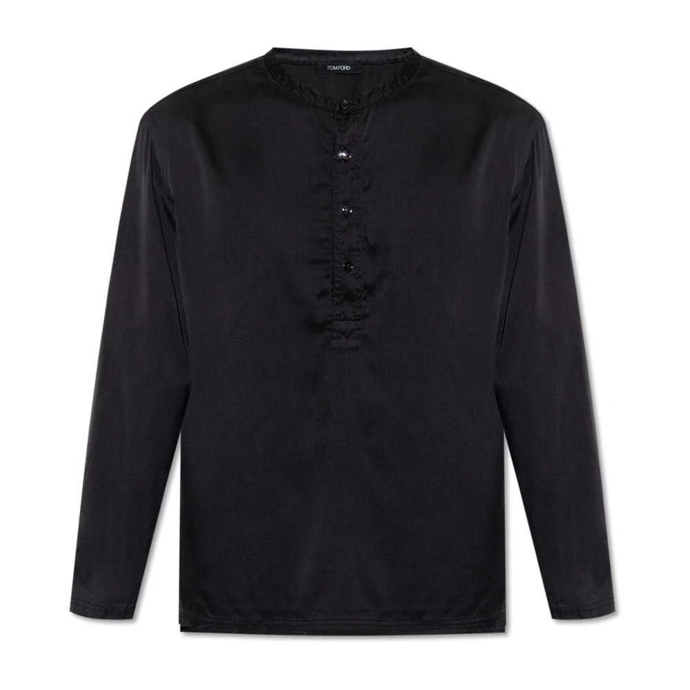 Tom Ford Mannelijk Grijs Nachtkleding Heren, 2XL, Zijden Pyjamashirt