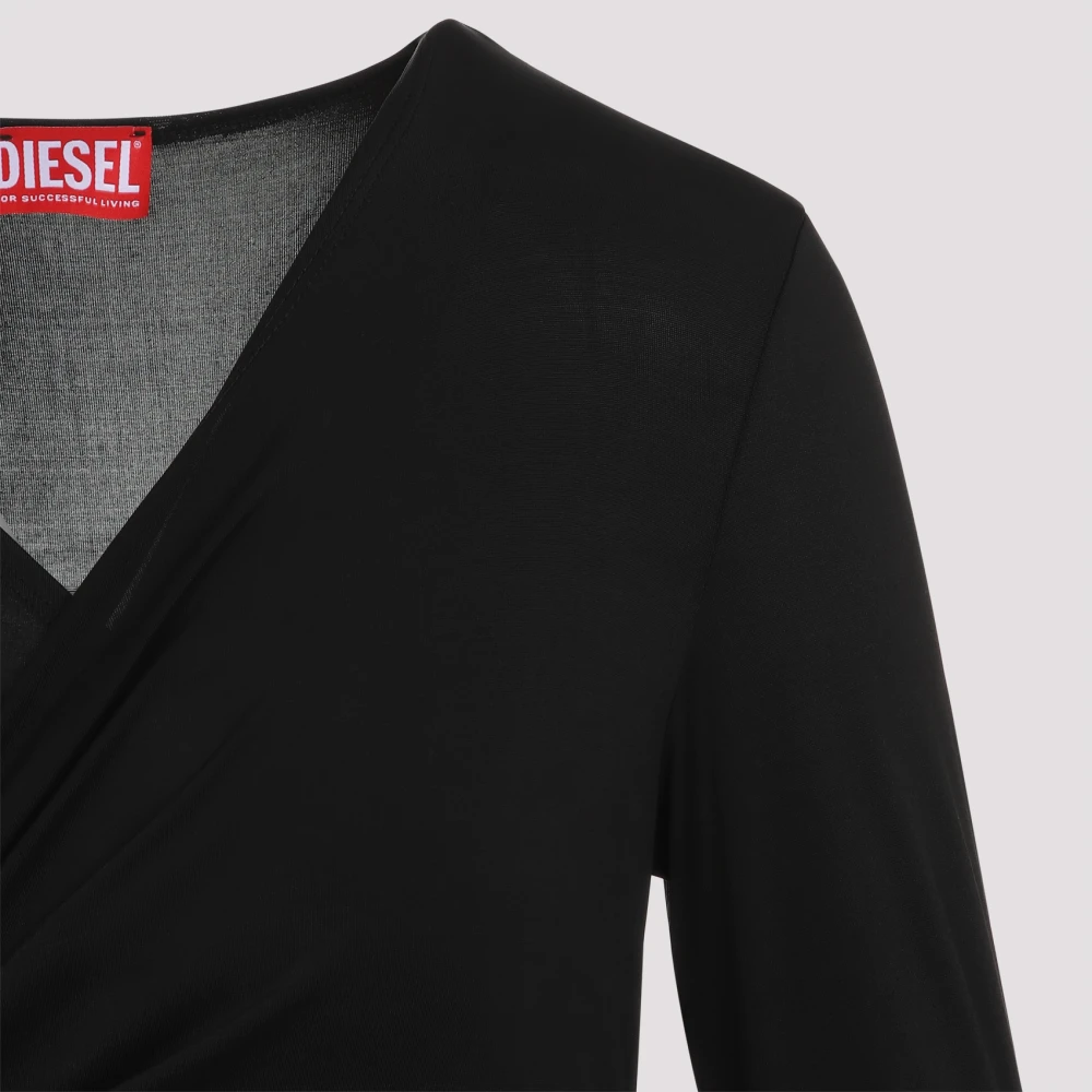 Diesel Kruislings effen top Black Dames