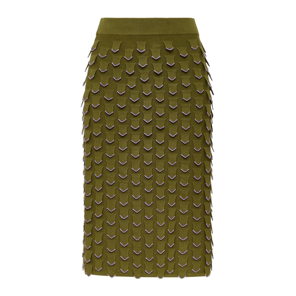 Maliparmi Women's Green Midi Skirts, Xl, 3D Stitch Skirt