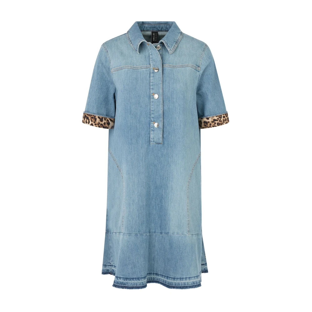 Marc Cain Denim A-Lijn Jurk met Animal Print Blue Dames