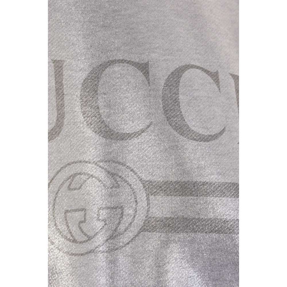 Gucci Vintage Logo Zilveren Katoenen Trui Gray Dames