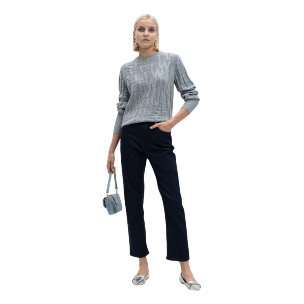 Twinset Grijze Gebreide Trui Comfortabele Katoenmix Gray Dames