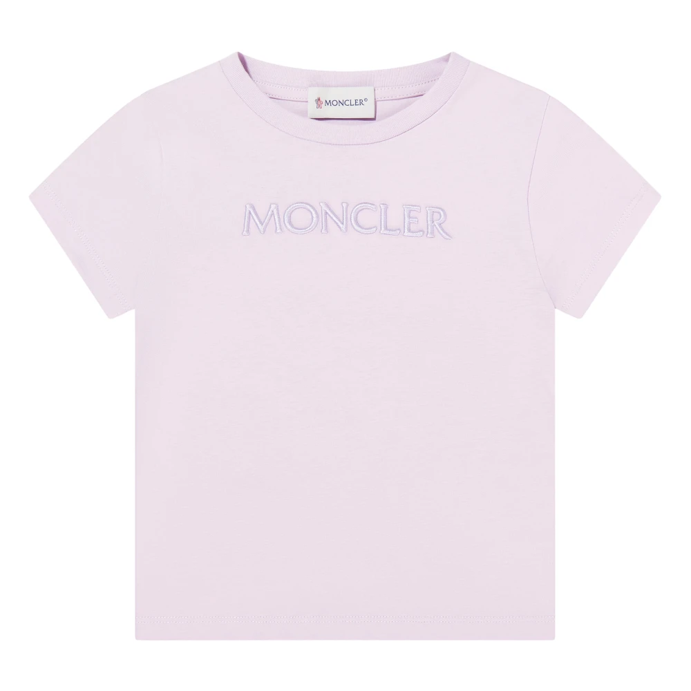 Moncler Purple Kids Short Sleeve T-Shirts, Female, 4 Y, Cotton Logo T-Shirt