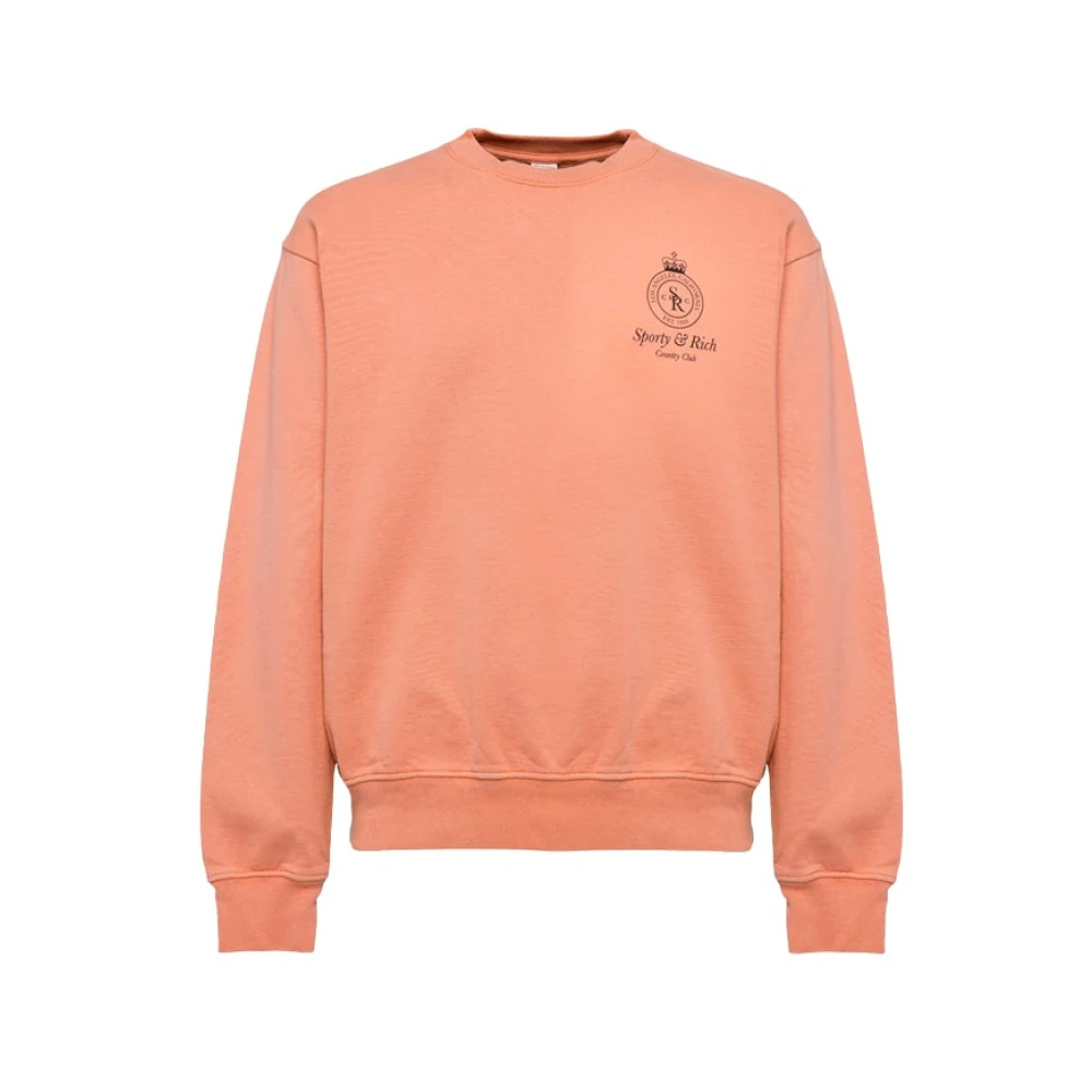 Sporty & Rich Katoenen Sweatshirt met Scoop Neck Orange Dames