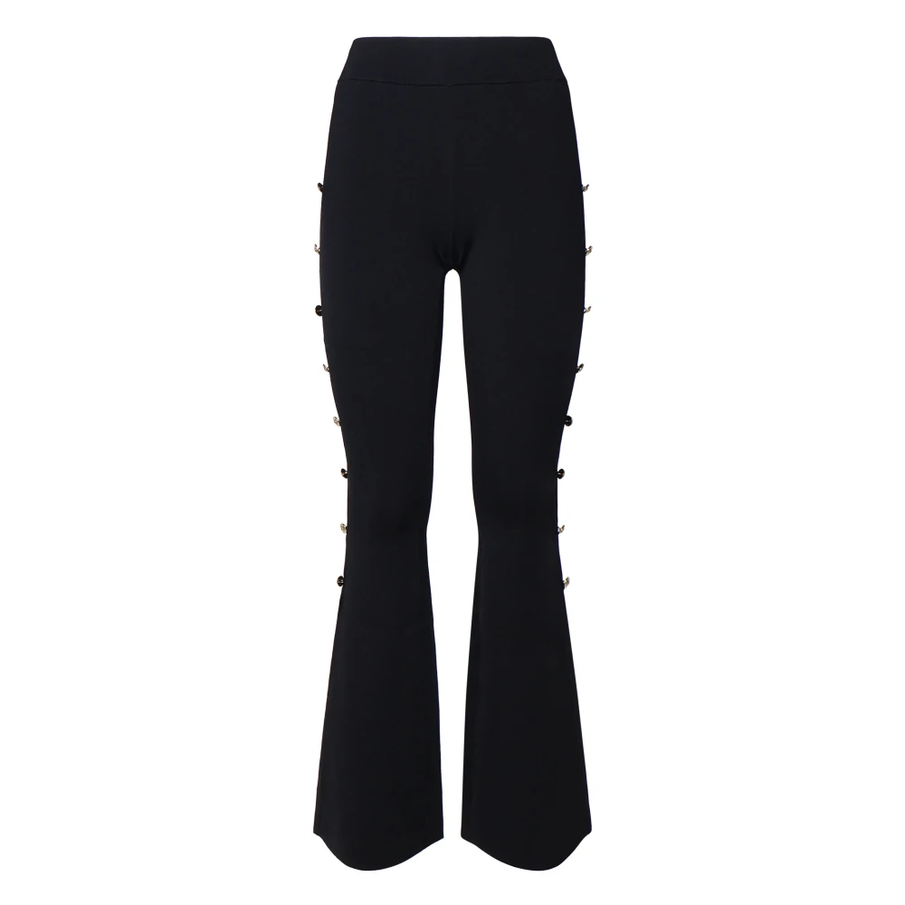 Versace Jeans Couture Women's Black Flared Trousers High Waist Zip - Wide Trousers - M - Trousers