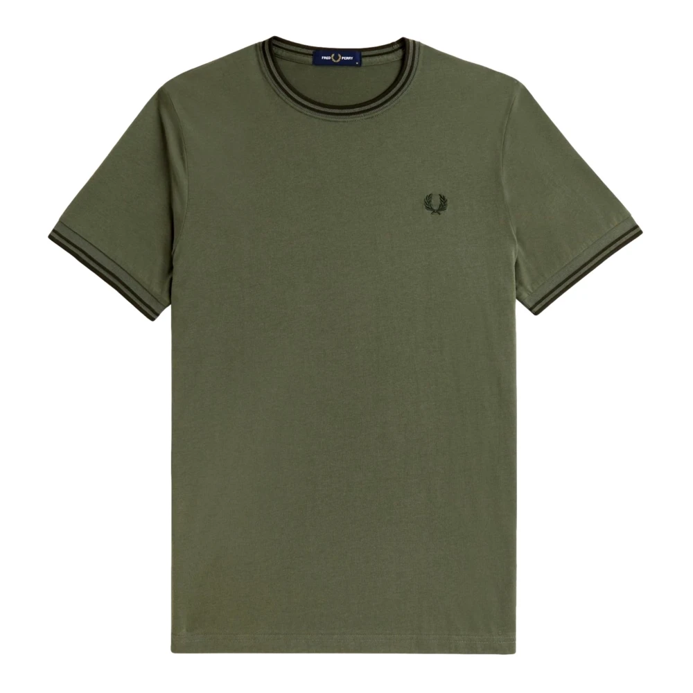 Fred Perry Groene Contrasterende Hals Tee Green Heren