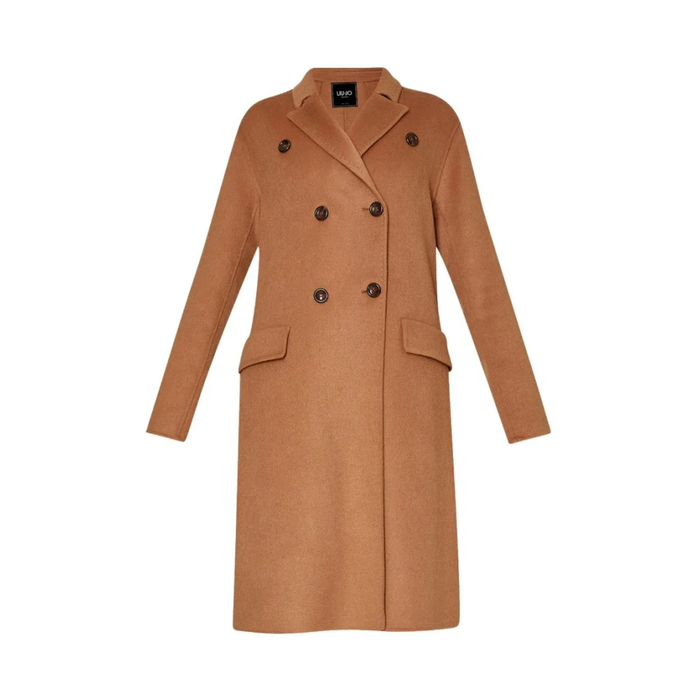 Liu Jo Double-Breasted Kamelenjas met Peak Revers Brown Dames
