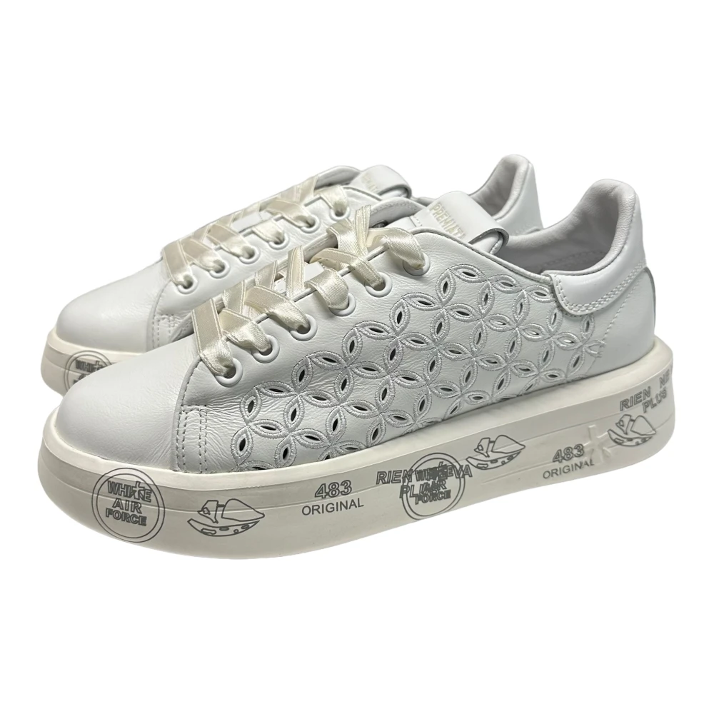 Premiata Gaatjesleer sneaker met satijnen veters White Dames