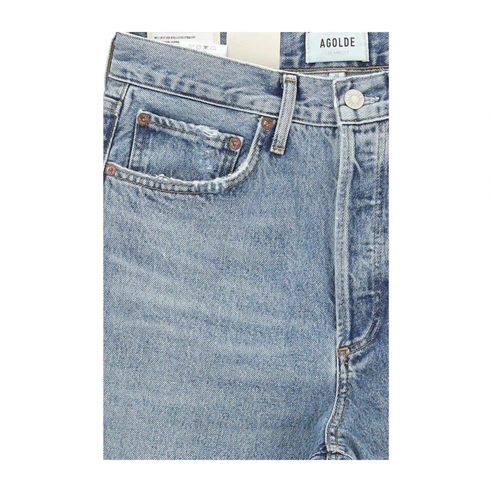 Agolde 90s Crop Suspenders Jeans Blue Dames