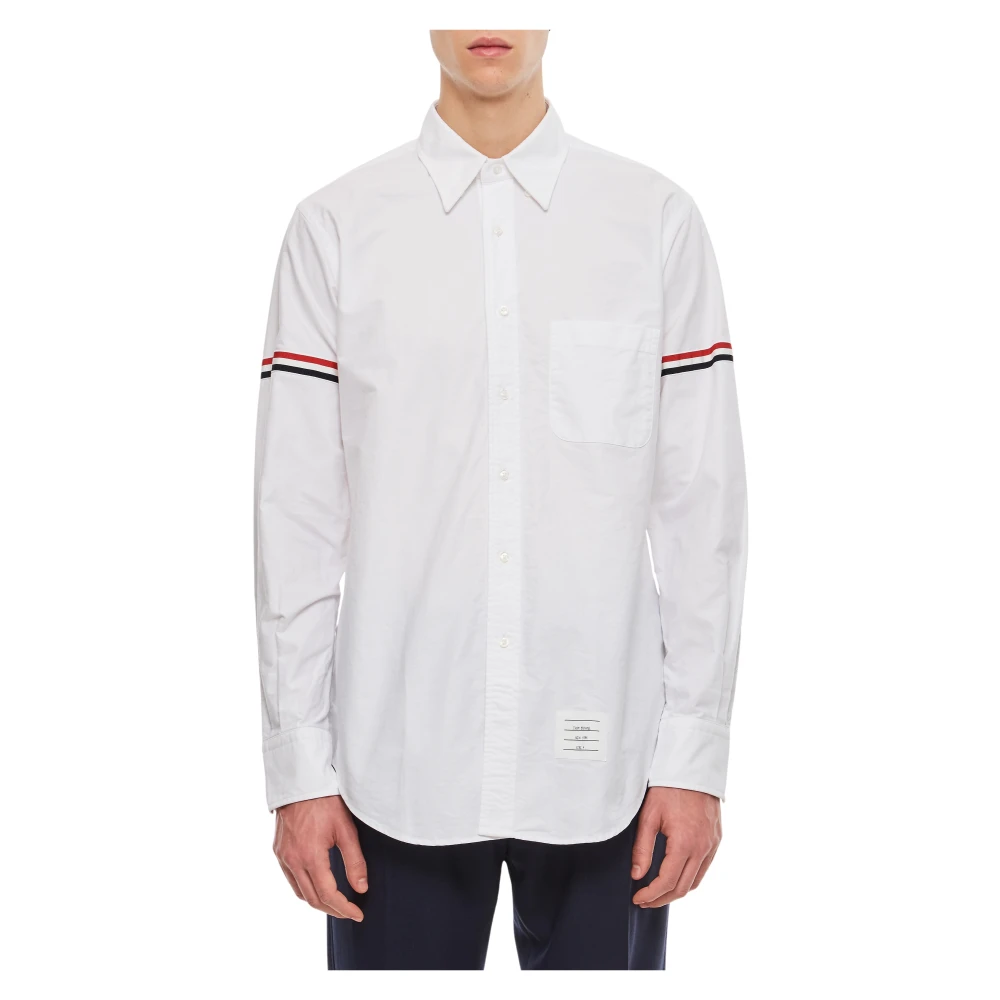 Thom Browne Men's White Casual Shirts, L, Oxford Armbands Classic Shirt