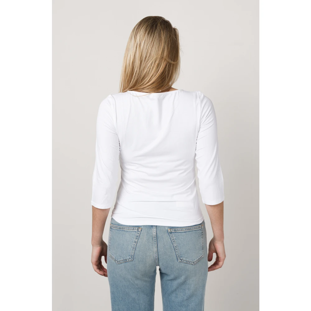 Le Tricot Perugia Zachte Witte T-shirt White Dames
