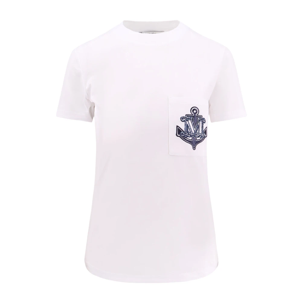 Max Mara Women's White T-Shirts, Xs, T-Shirt With Embroidery