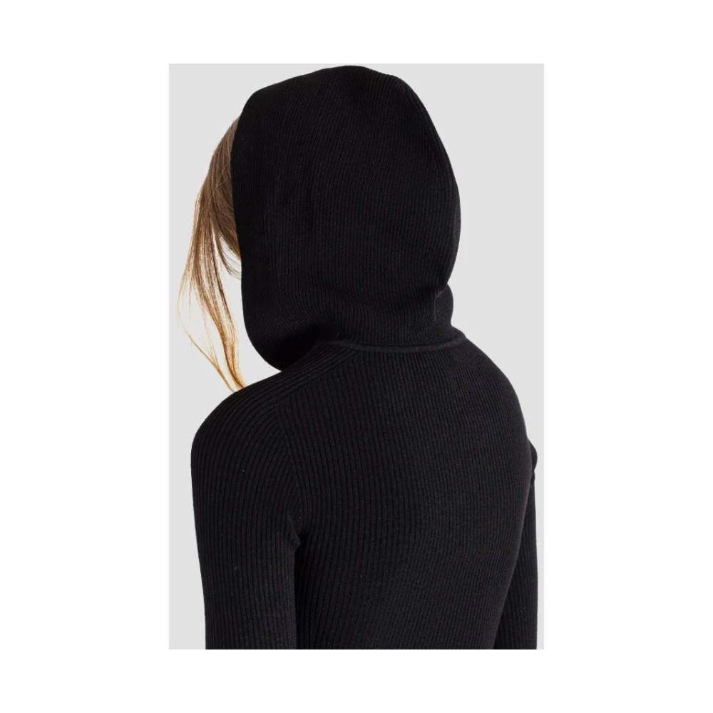 Alaïa Ribgebreide Hoodiejurk Black Dames