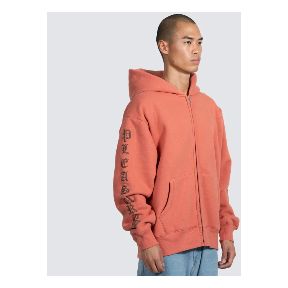 Pleasures Geborduurde Zip Up Hoodie Orange Heren