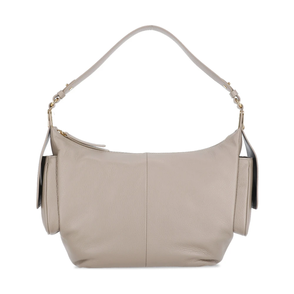 Coccinelle Gehamerd Leren Schoudertas in Beige Dames