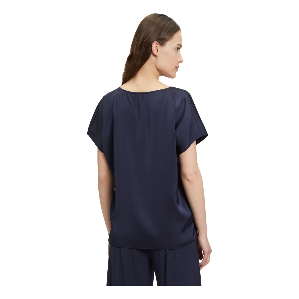 Vera Mont Satin V-hals Blouse Blue Dames