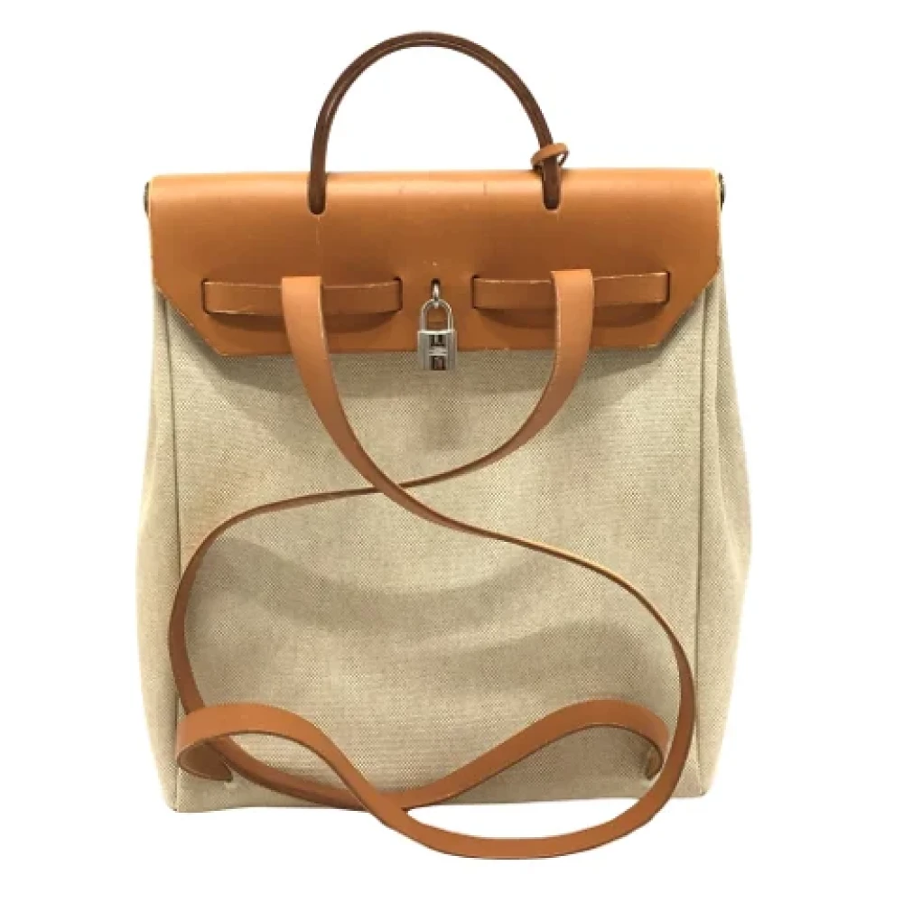 Hermès Vintage Pre-owned Canvas backpacks Beige Dames