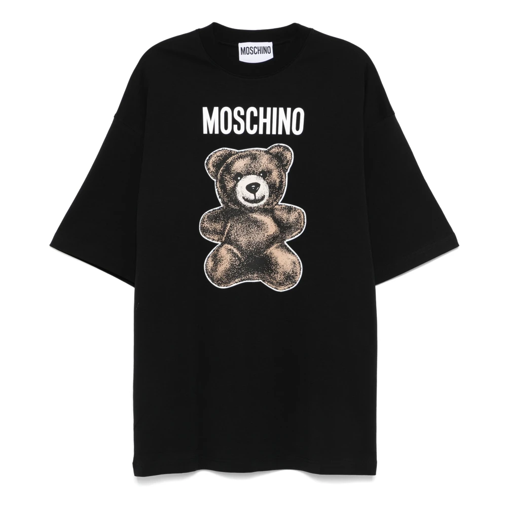 Moschino Teddybeerprint Katoenen Jurk Black Dames
