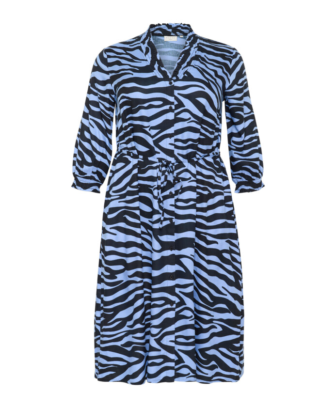 robe-graphique-bleue-noire-avec-manches-3-4