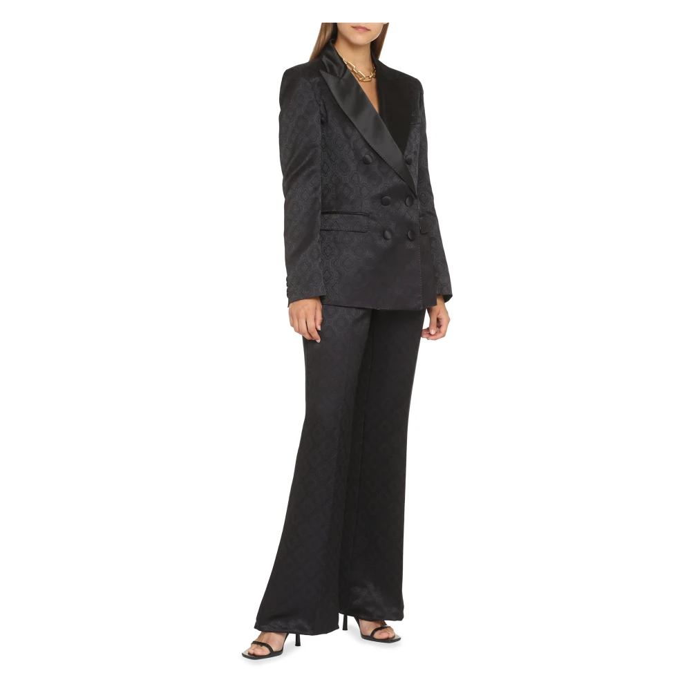 ETRO Jacquard Dubbelbreasted Jas Black Dames