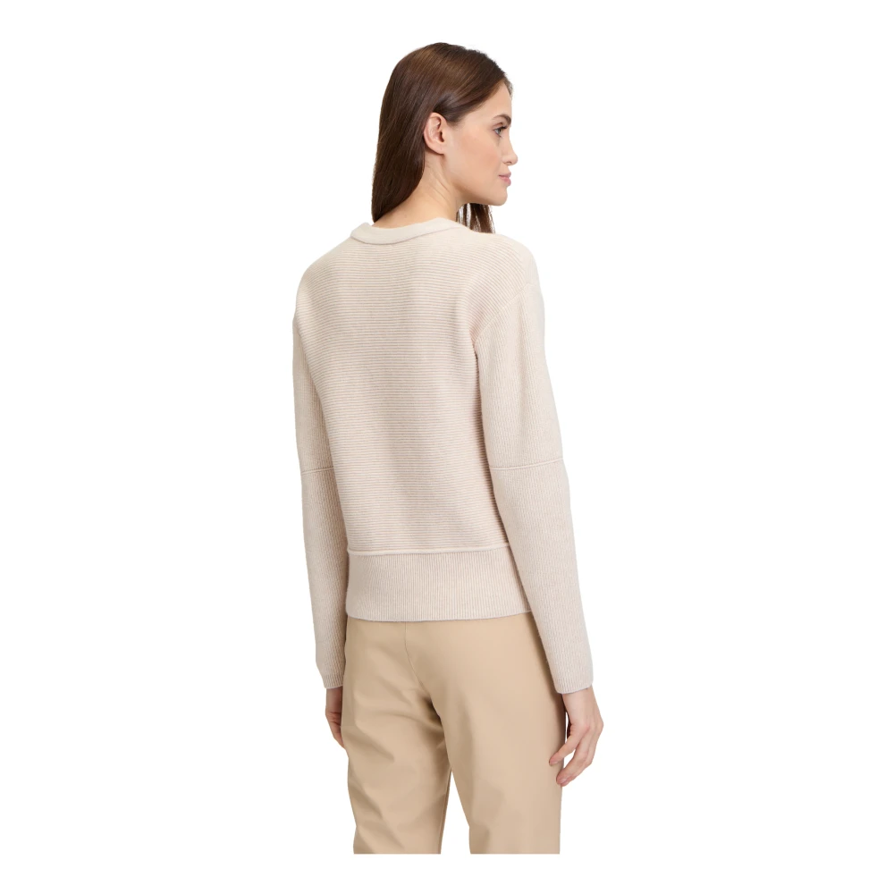Betty Barclay Sportief-vrouwelijke gebreide trui met strikceintuur Beige Dames