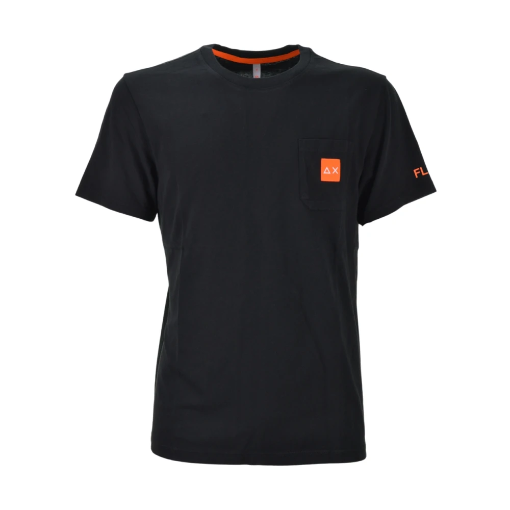 Sun68 Zwarte Pocket Logo Fluo T-shirt Black Heren
