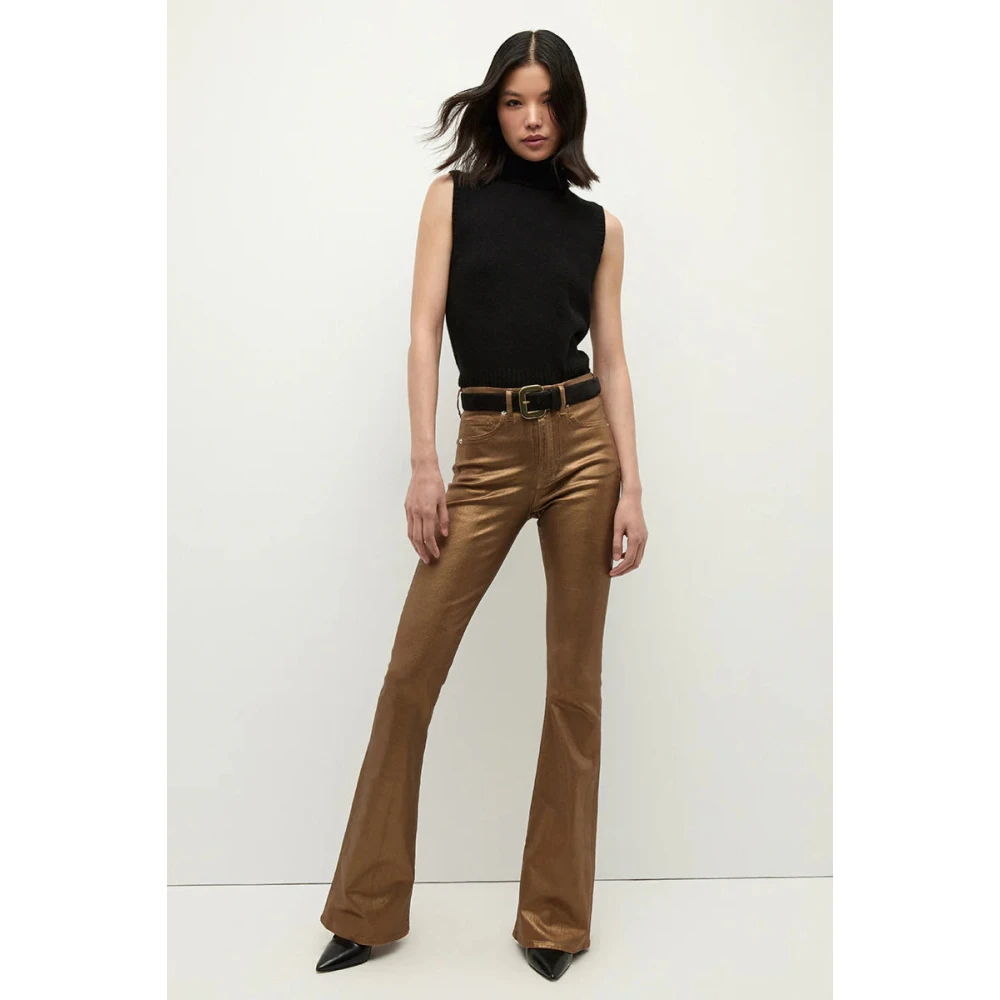 Veronica Beard Gouden Metallic Skinny Flare Jeans Yellow Dames