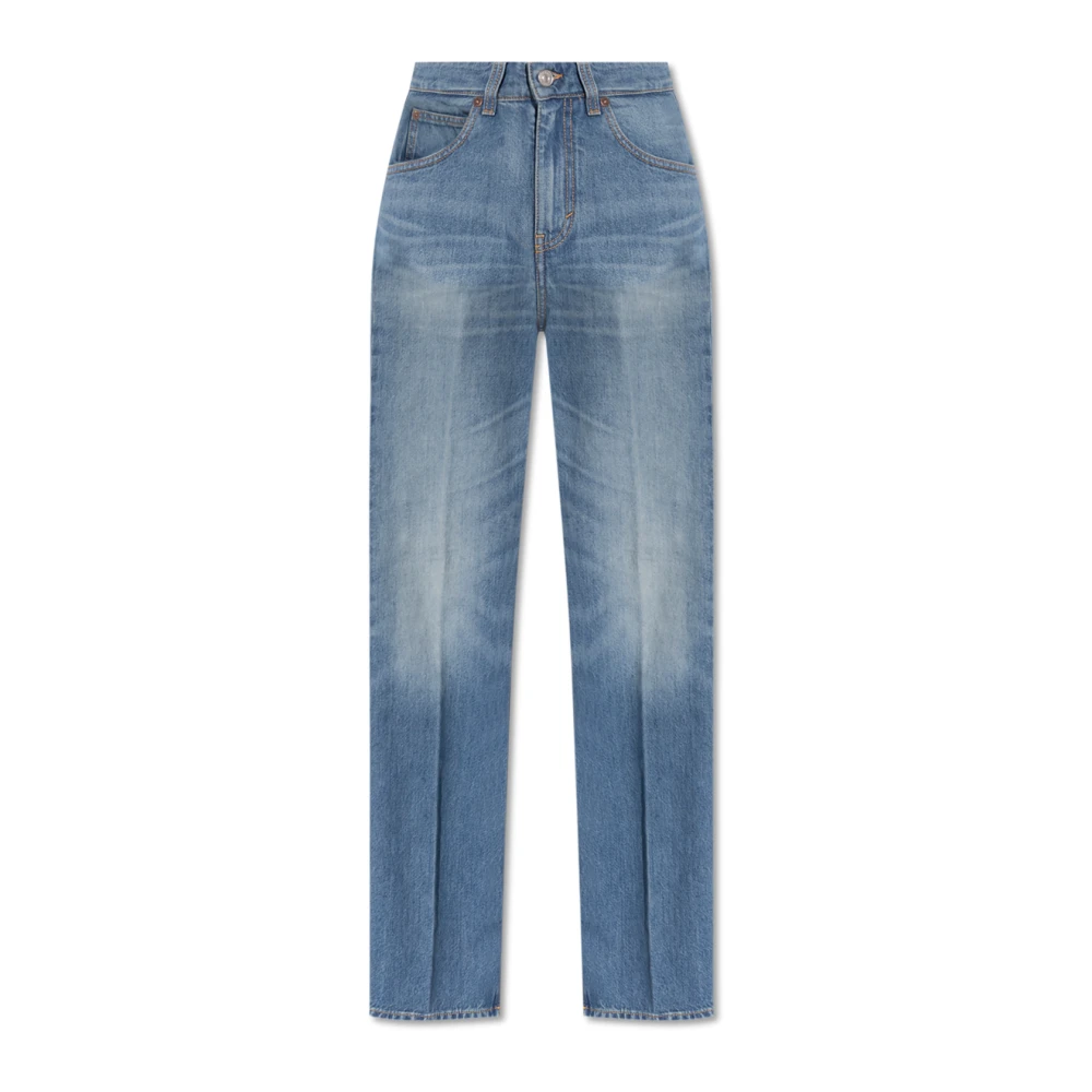 Victoria Beckham Blauwe Hoge Taille Jeans Vintage Wassing Blue Dames