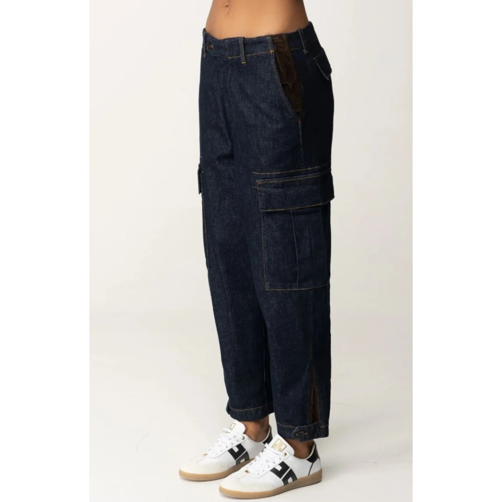 pinko Blauwe Cargo Jeans met Crop Cut Blue Dames