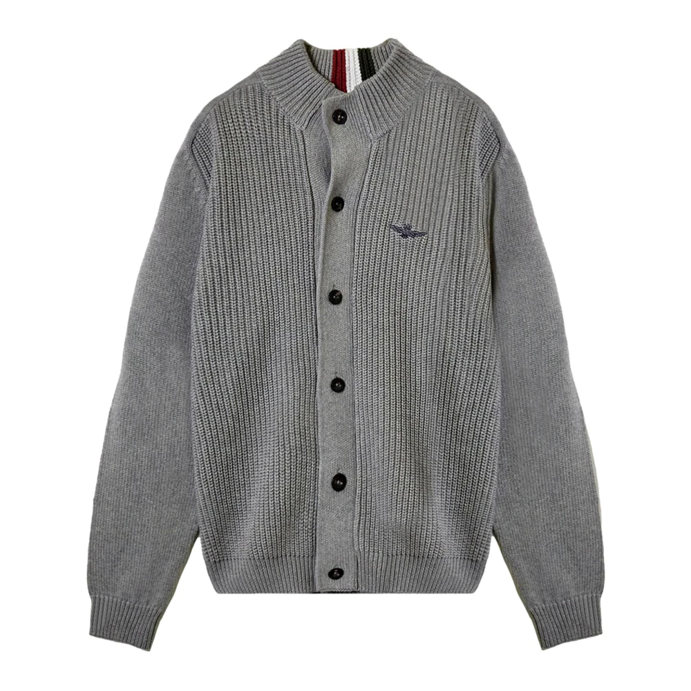 Aeronautica militare Heren Katoenen Vest met Engelse Rib Ma1454 Grijs Gray Heren