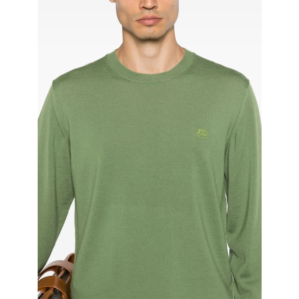 ETRO Pegasus Motief Gebreide Trui Groen Green Heren