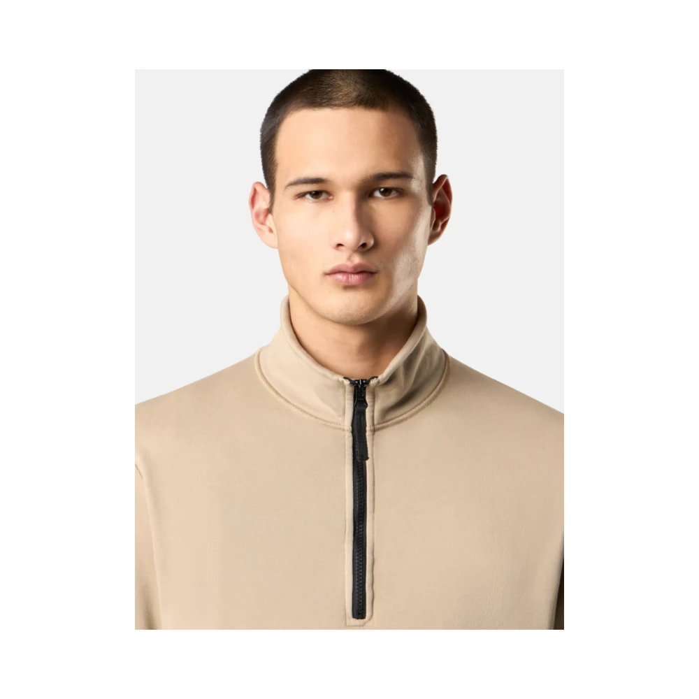 Stone Island Woestijn Half Zip Katoenen Sweatshirt Beige Heren