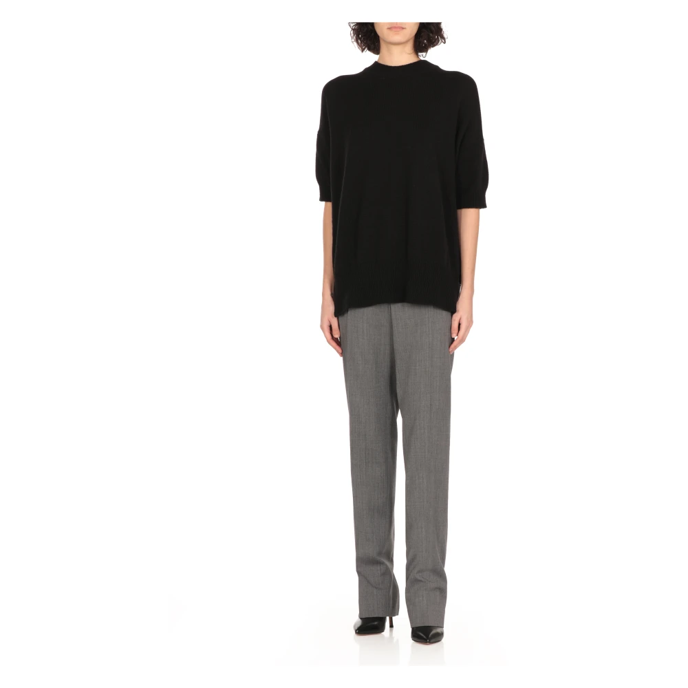 Jil Sander Zwarte Kasjmier Ronde Hals Sweater Black Dames