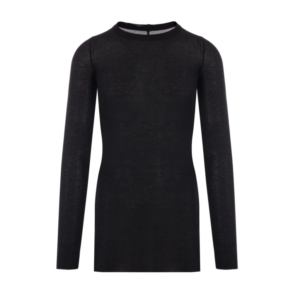 Rick Owens Geribbelde T-shirt met Lange Mouwen Black Heren