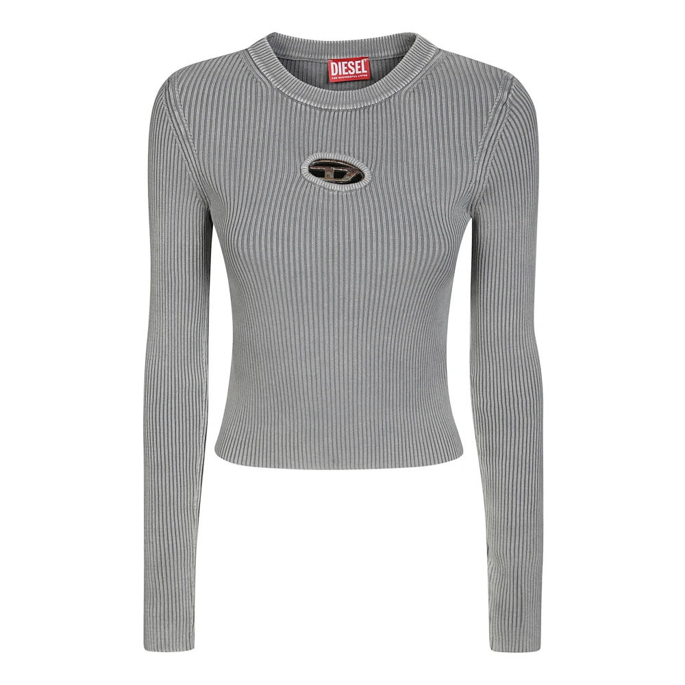 Diesel Lange Mouw Logo T-shirt M-valary Gray Dames
