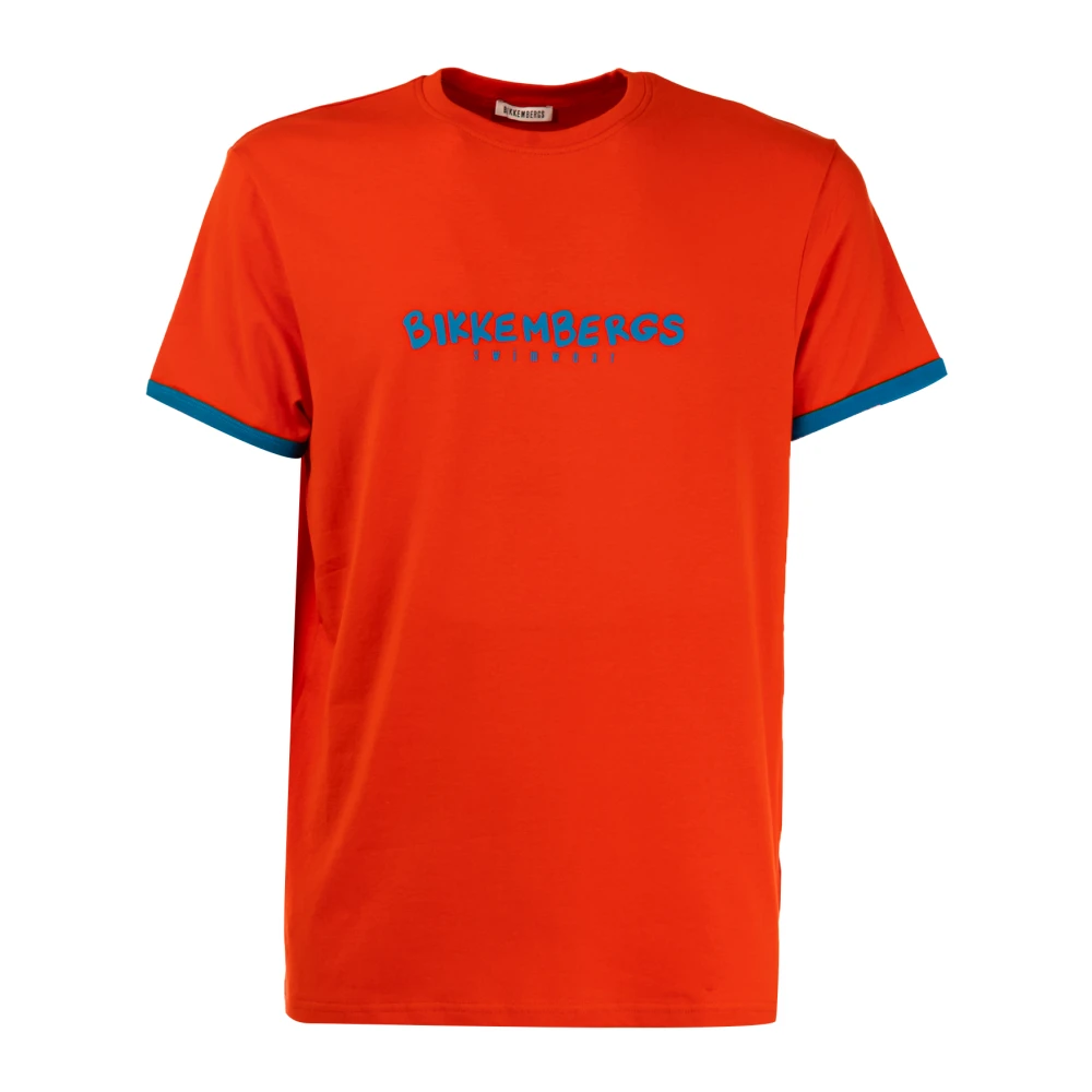 Bikkembergs Men's Orange T-Shirts, S, Logo T-Shirt In Solid Color