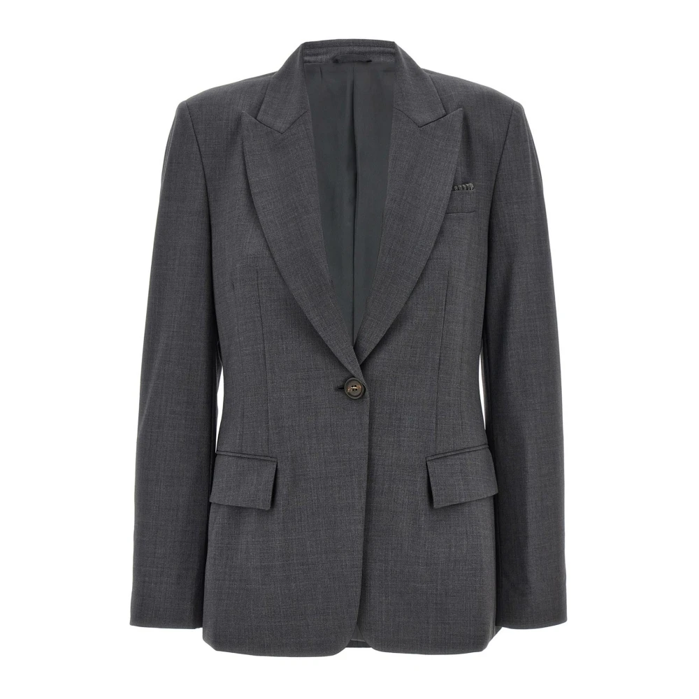 BRUNELLO CUCINELLI Wollen blazer met 'Monile' detail Gray Dames