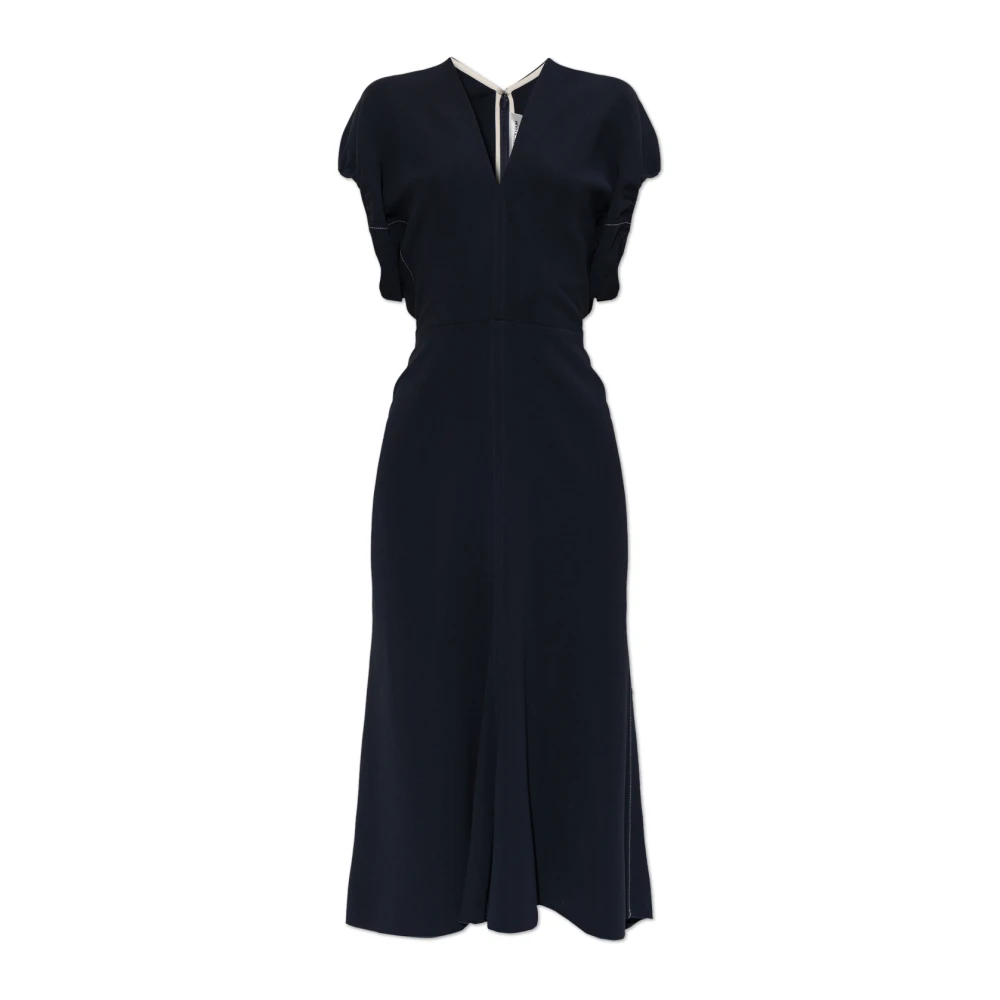 Victoria Beckham Women's Blue Midi Dresses, Xs, V-Neck Dress